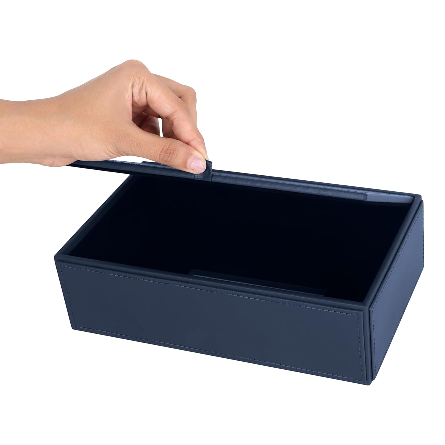 V-CUBE DESIGNS Premium Vegan Leather Tissue Holder Navy Blue