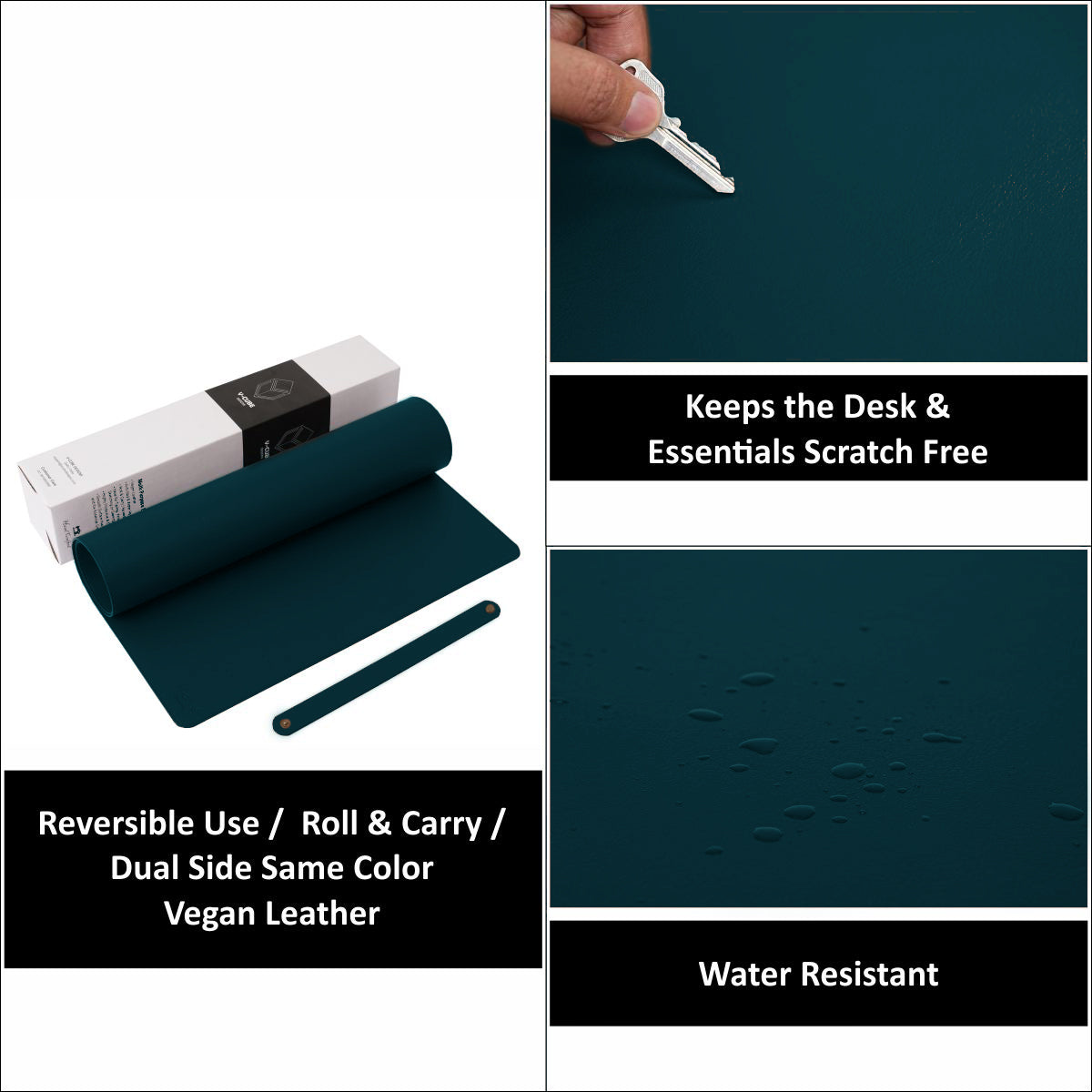 V-CUBE Designs Premium Vegan Leather Desk Mat 2.4MM Teal