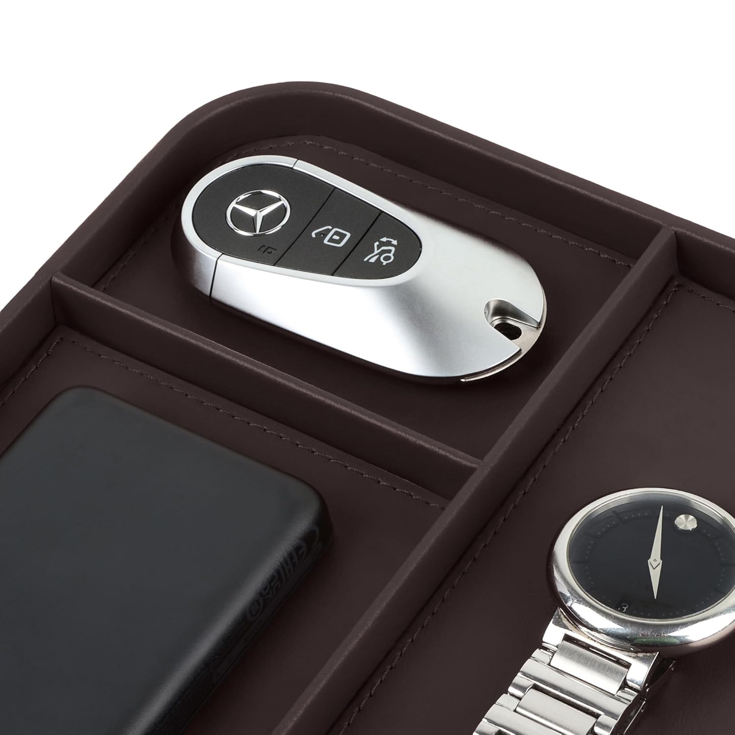 V-CUBE DESIGNS PREMIUM VEGAN LEATHER VALET TRAY (30X20.5 cm) - BROWN