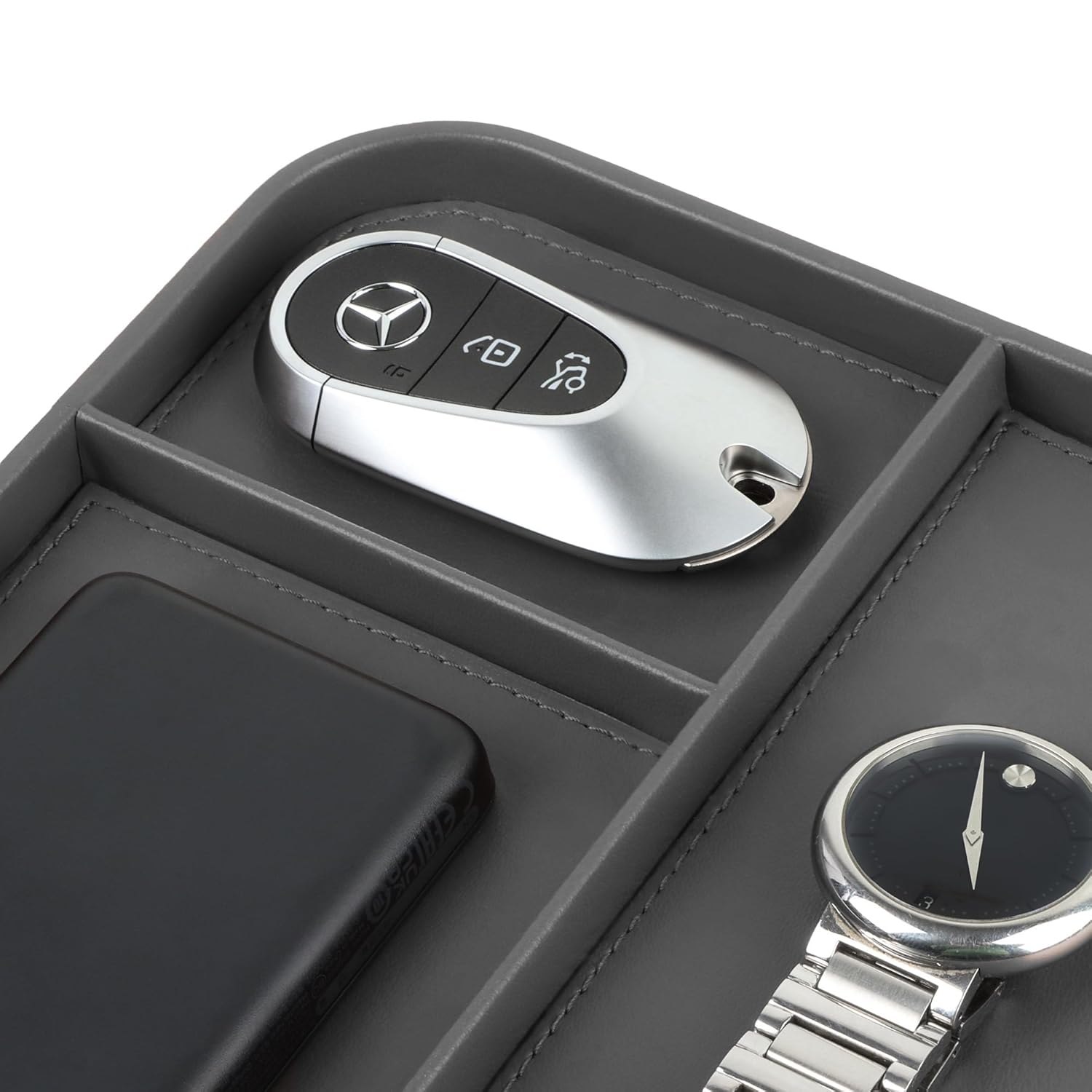 V-CUBE DESIGNS PREMIUM VEGAN LEATHER VALET TRAY (30X20.5 cm) - GREY