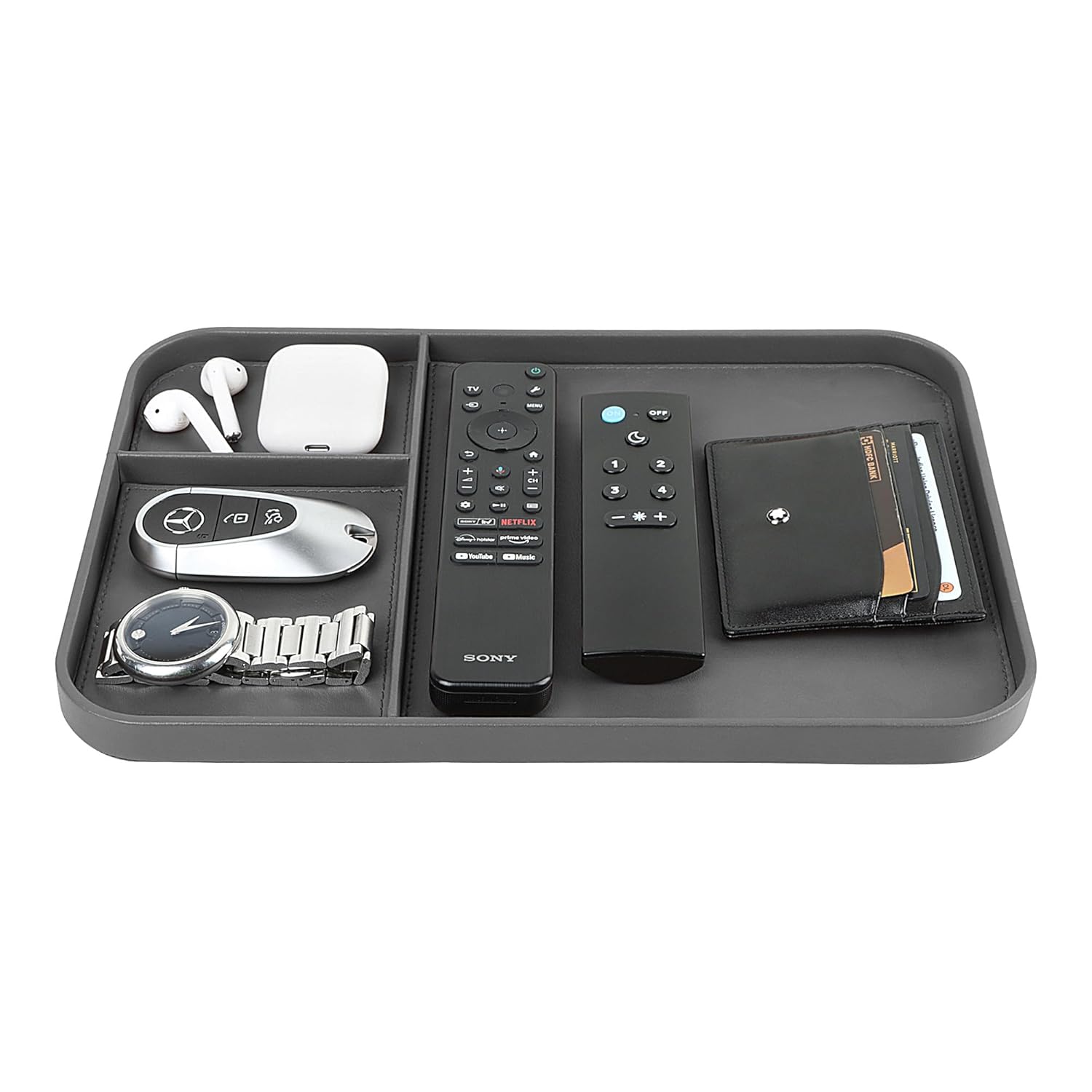 V-CUBE DESIGNS PREMIUM VEGAN LEATHER VALET TRAY (30X20.5 cm) - GREY