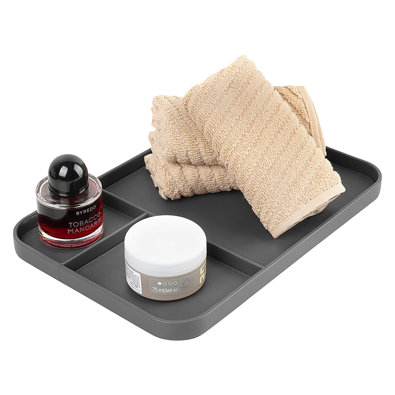 V-CUBE DESIGNS PREMIUM VEGAN LEATHER VALET TRAY (30X20.5 cm) - GREY