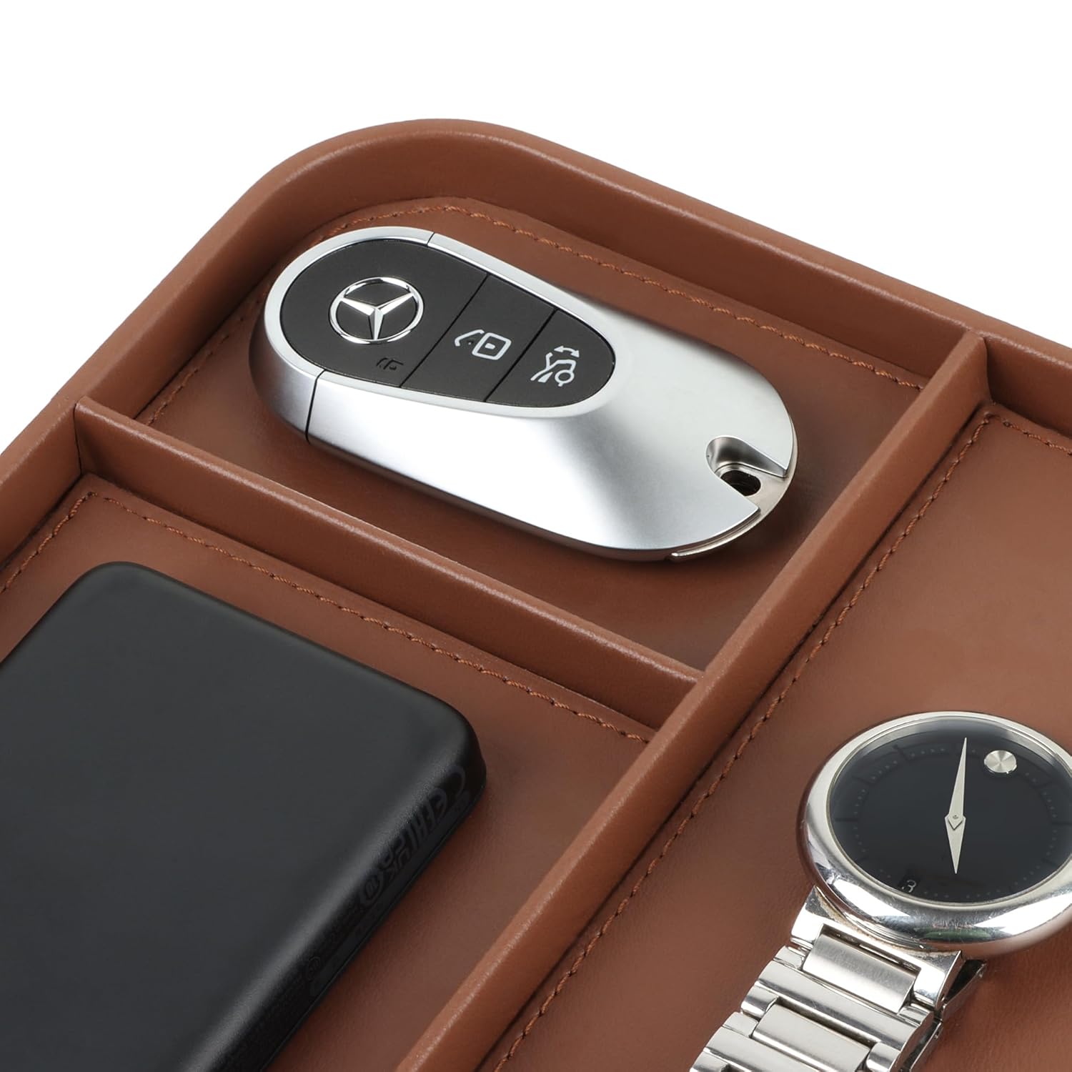 V-CUBE DESIGNS PREMIUM VEGAN LEATHER VALET TRAY (30X20.5 cm) - TAN