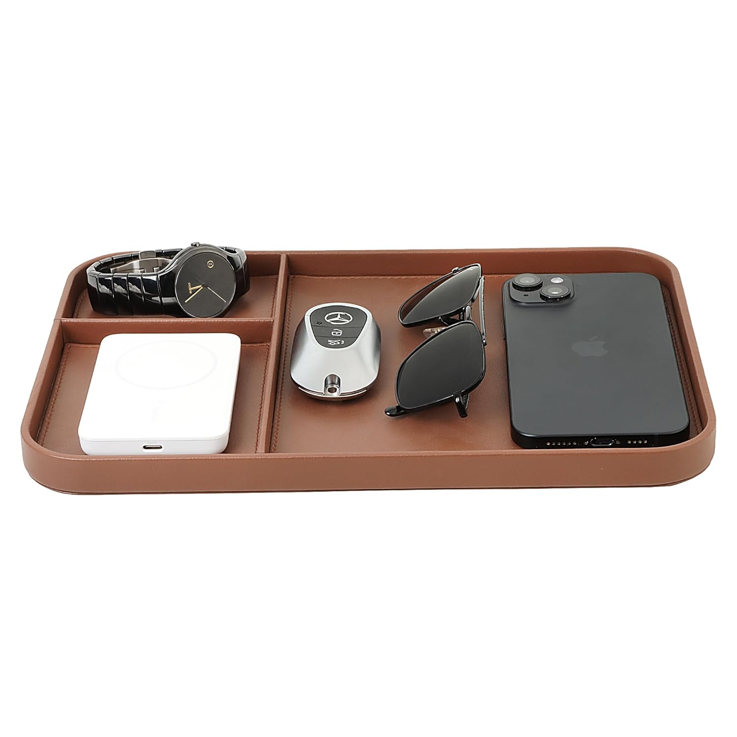 V-CUBE DESIGNS PREMIUM VEGAN LEATHER VALET TRAY (30X20.5 cm) - TAN