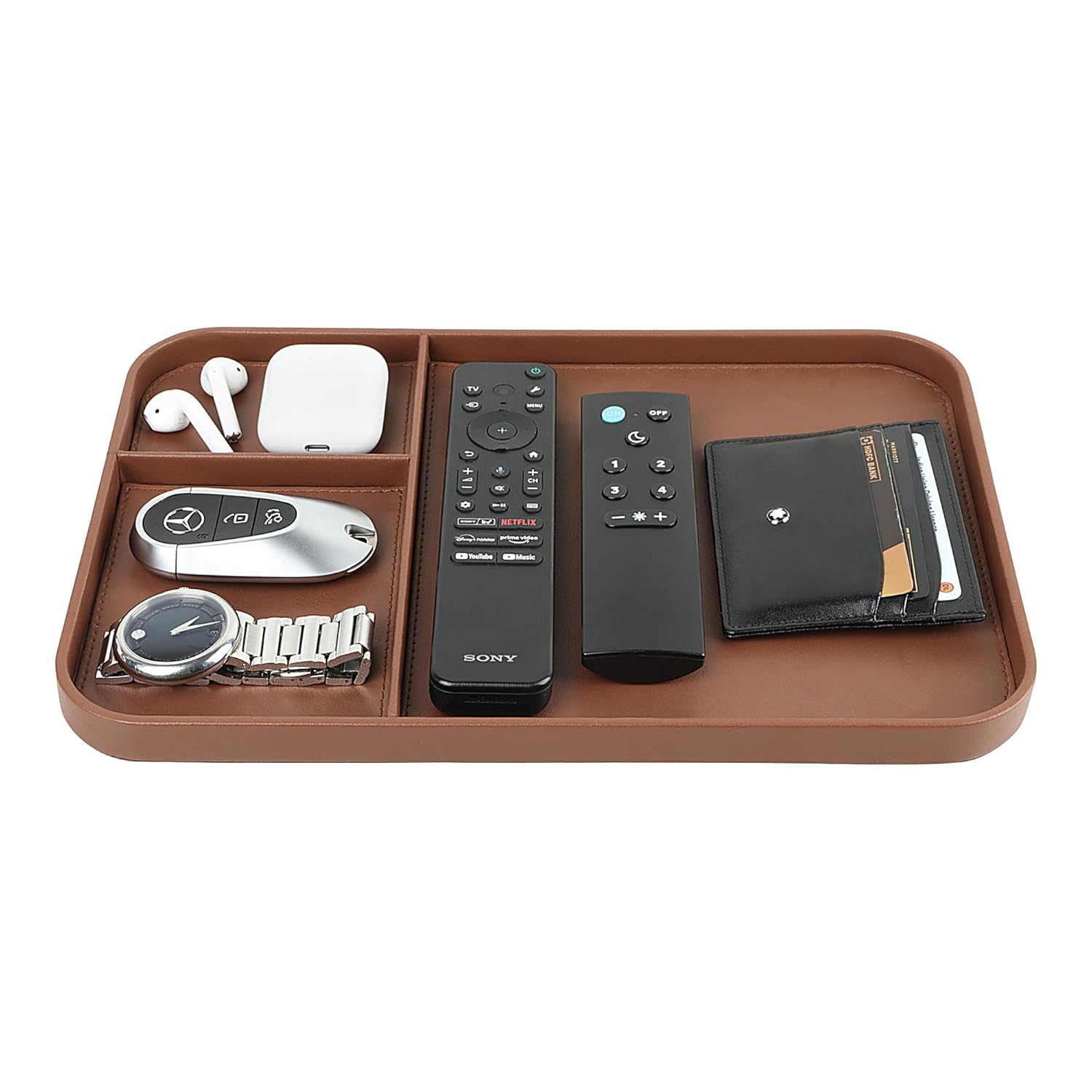 V-CUBE DESIGNS PREMIUM VEGAN LEATHER VALET TRAY (30X20.5 cm) - TAN