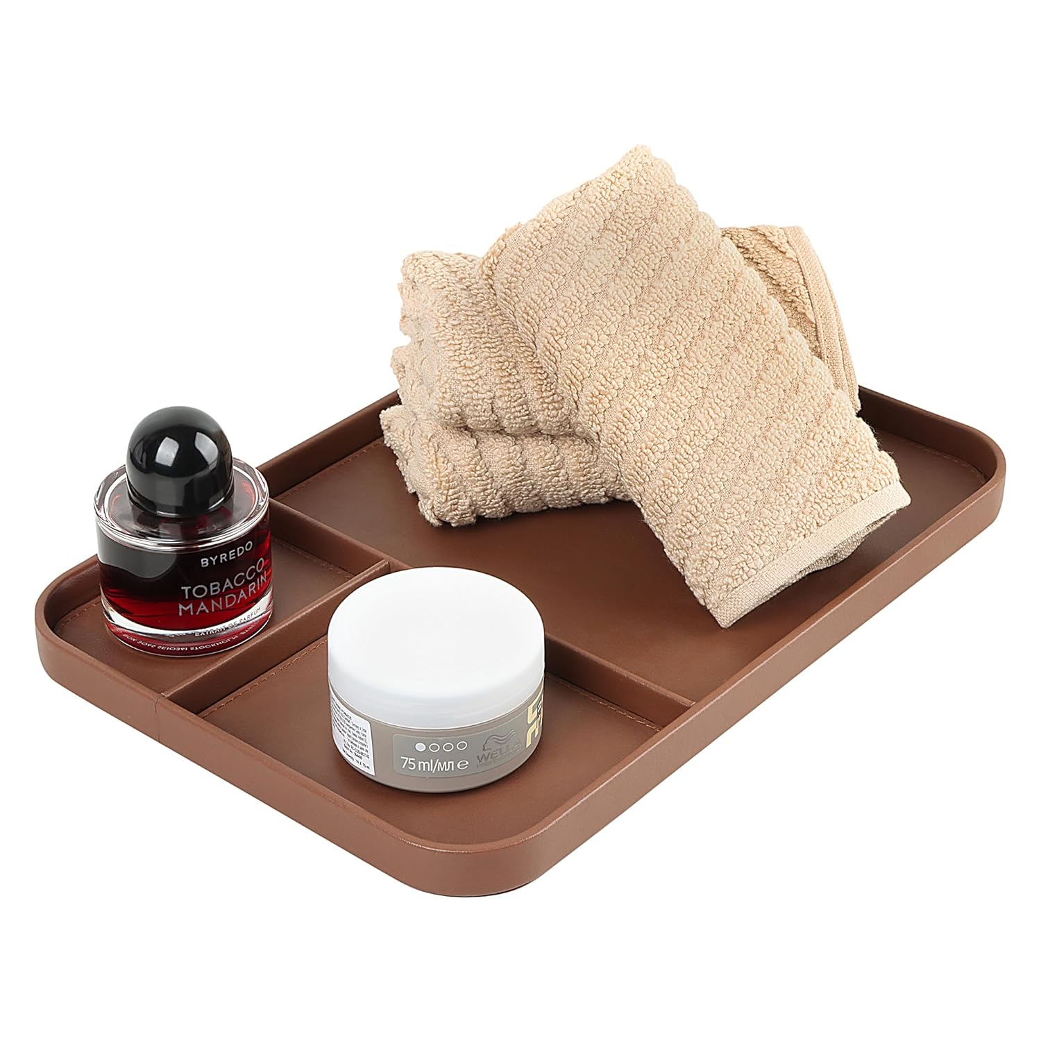 V-CUBE DESIGNS PREMIUM VEGAN LEATHER VALET TRAY (30X20.5 cm) - TAN